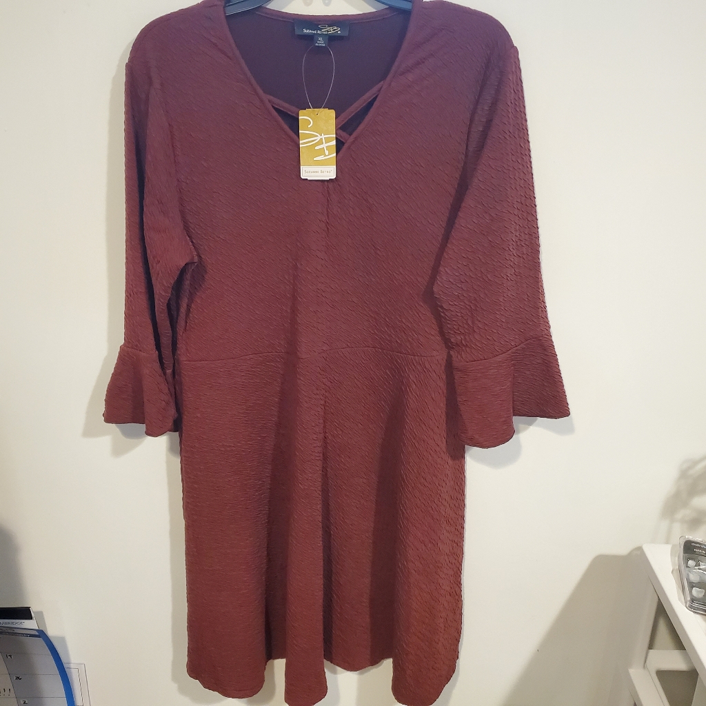 Nwt Sz Xl Suzanne Betro Burgundy Dress
